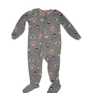Just One you made by carters gray 2T Cat Bear Penguin Pajamas footie pajamas